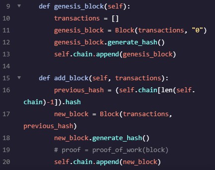 *Snippet of code from Codecademy's blockchain in Python course*